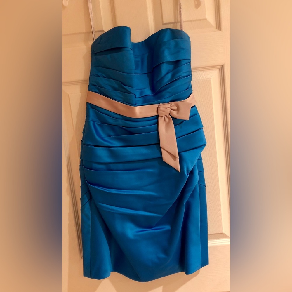 Marine Blue Strapless Cocktail Dress